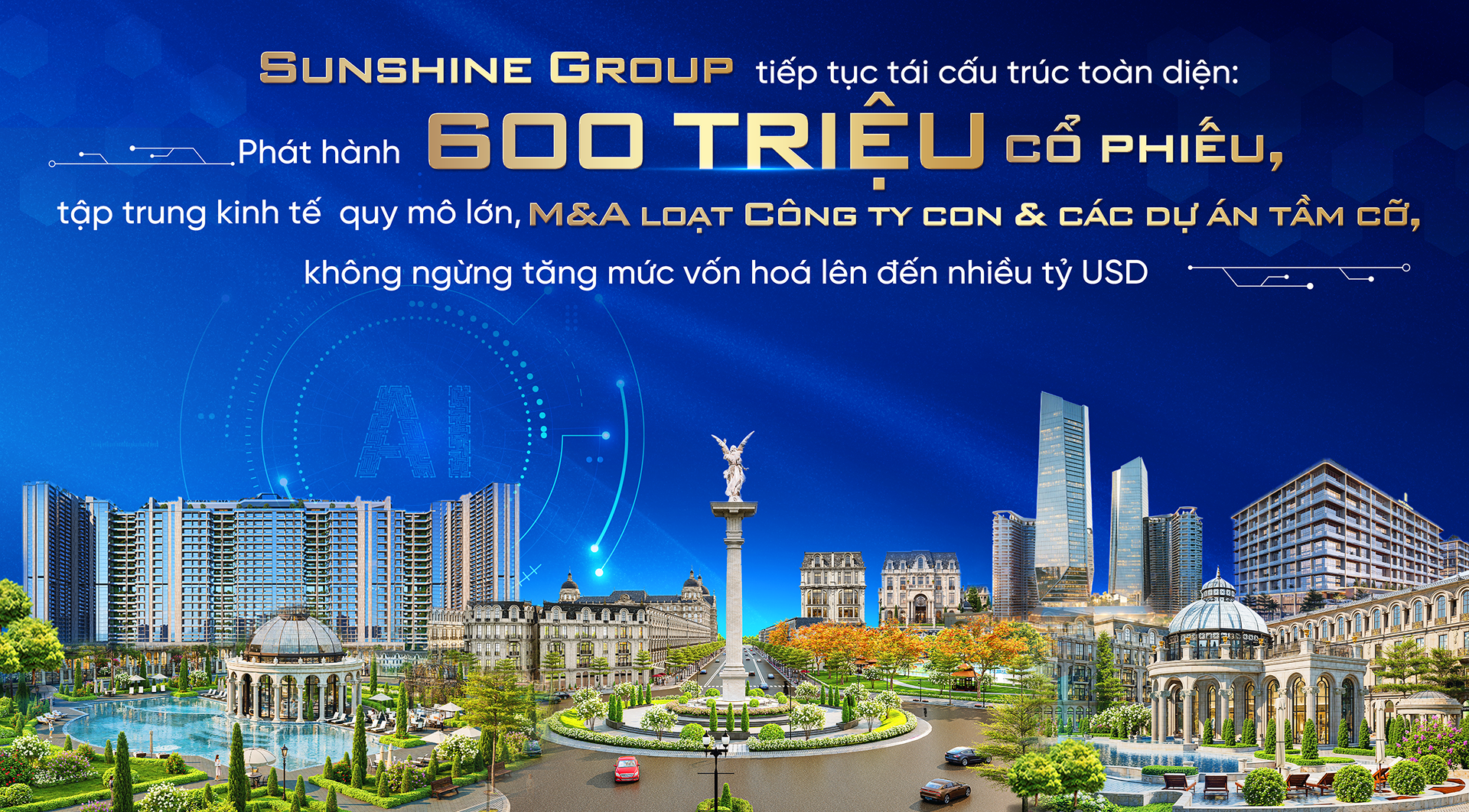 Sunshine Group phát hành cổ phiếu, tập trung kinh tế và M&A các công ty dự án