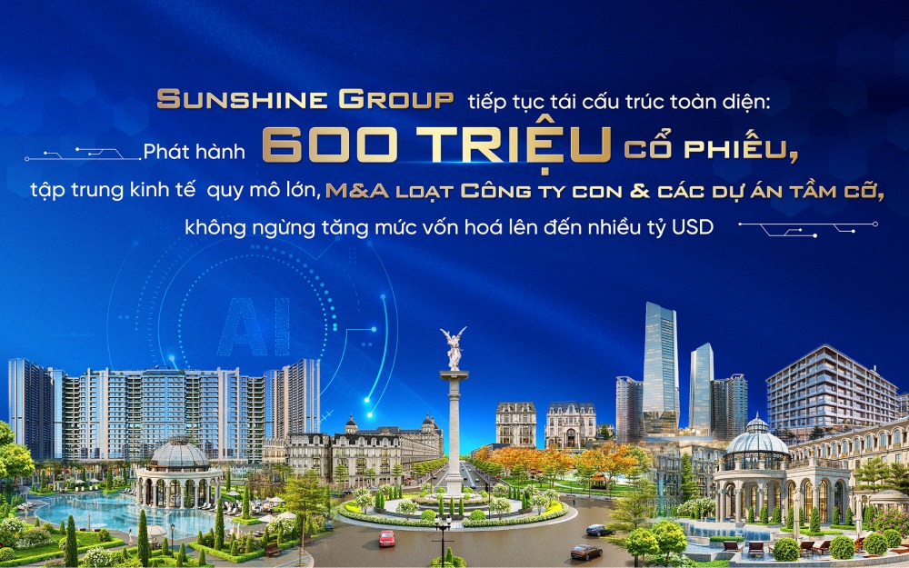 Sunshine Group sau tái cấu trúc: vốn hoá đứng thứ 2 lĩnh vực BĐS, lợi nhuận cả năm ước đạt 14.000 tỷ, vượt xa mục tiêu của ĐHCĐ