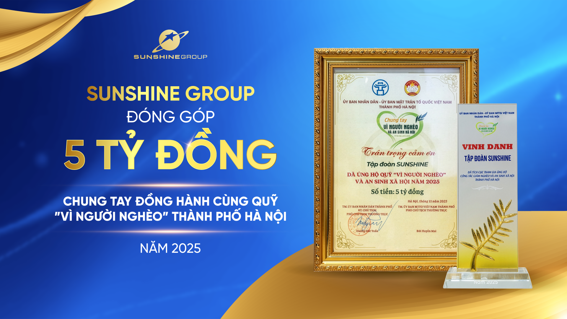 Đồng hành cùng Hà Nội, Sunshine Group đóng góp 5 tỷ đồng chung tay “vì người nghèo” và an sinh xã hội năm 2025