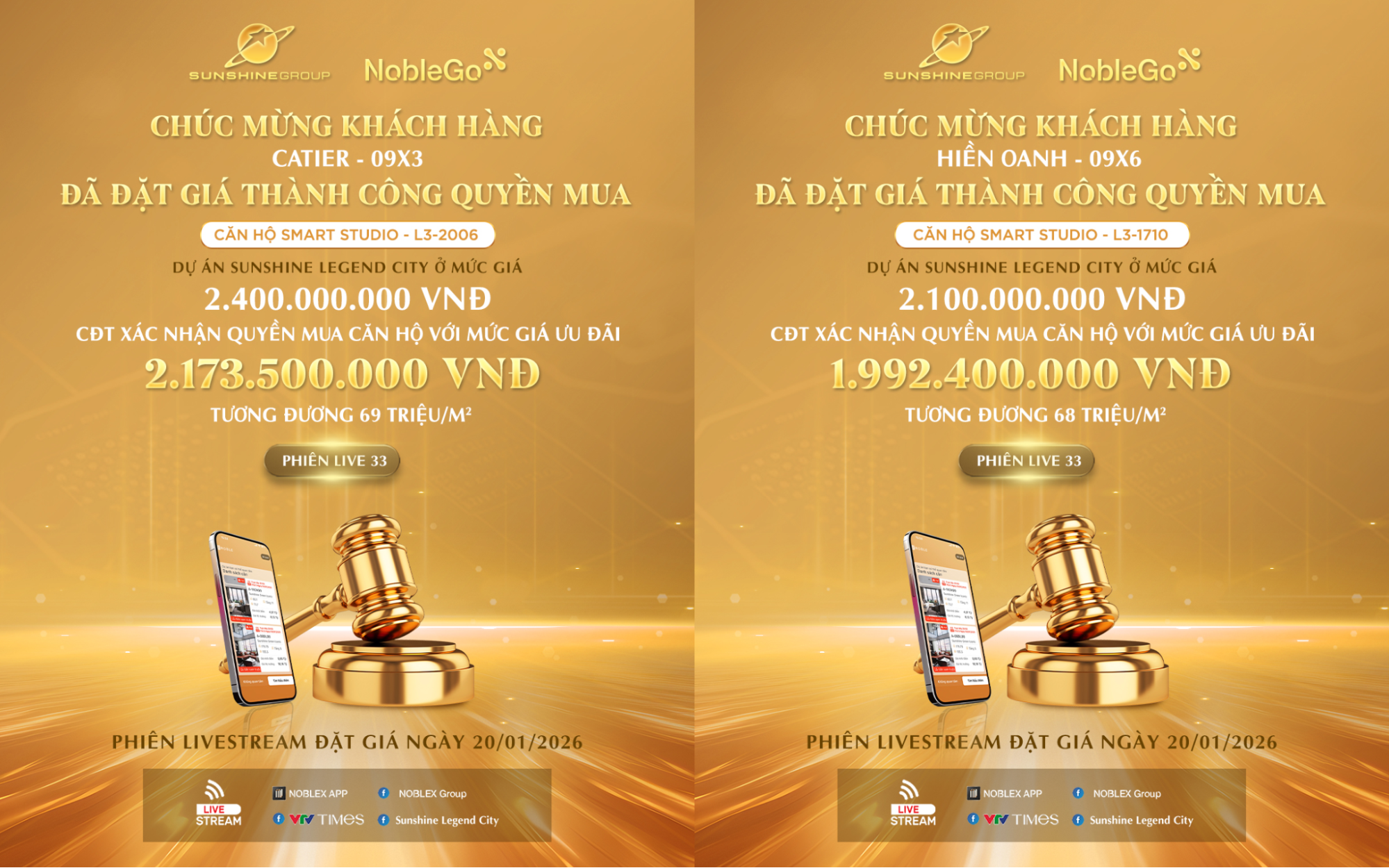 Khách trả 7x triệu/m2, Sunshine Group chốt quyền mua căn hộ chỉ 6x triệu/m2 trên sóng livestream 20/1