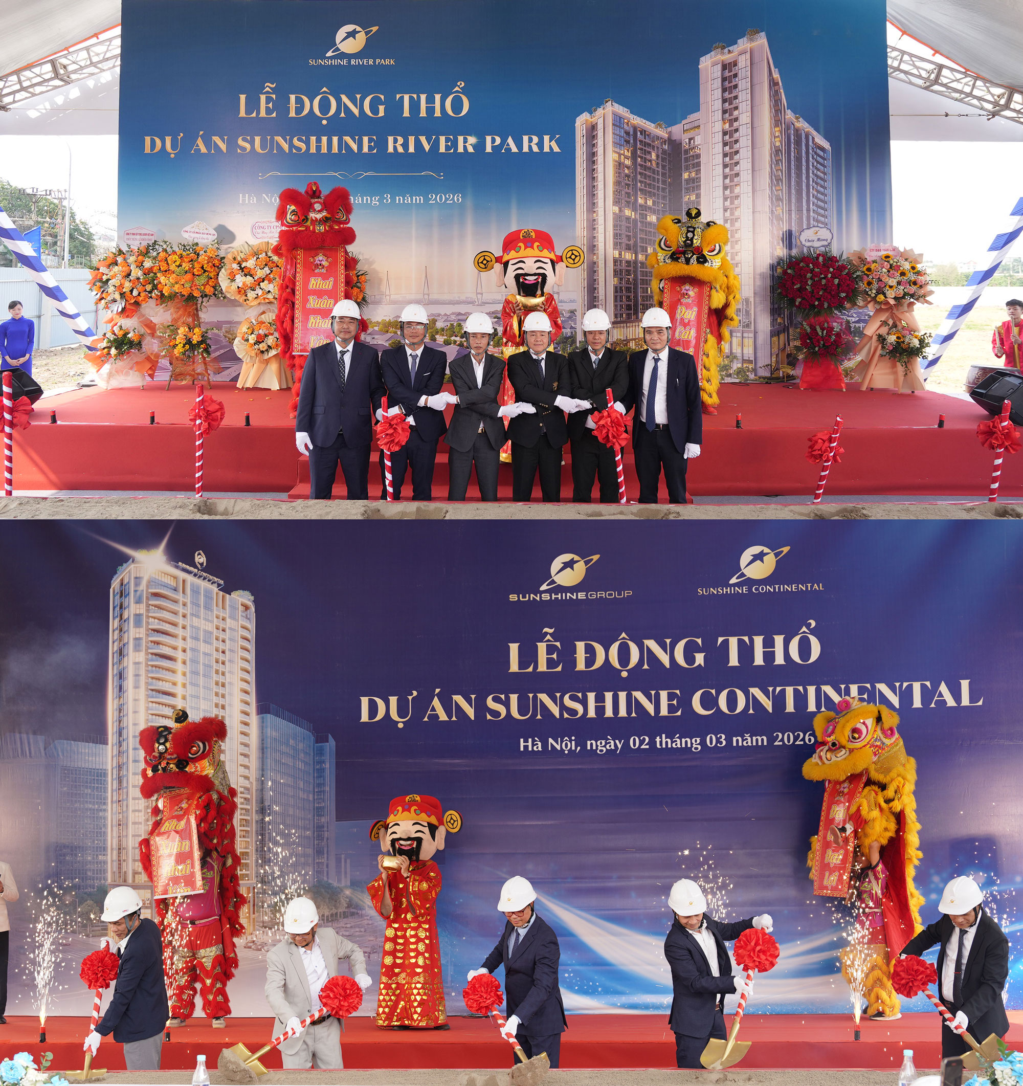 Diễn ra cùng ngày với lễ khởi công Noble West Lake Ha Noi, Sunshine Group cũng tổ chức động thổ hai dự án Sunshine River Park tại phường Phú Thượng và Sunshine Continental tại phường Từ Liêm