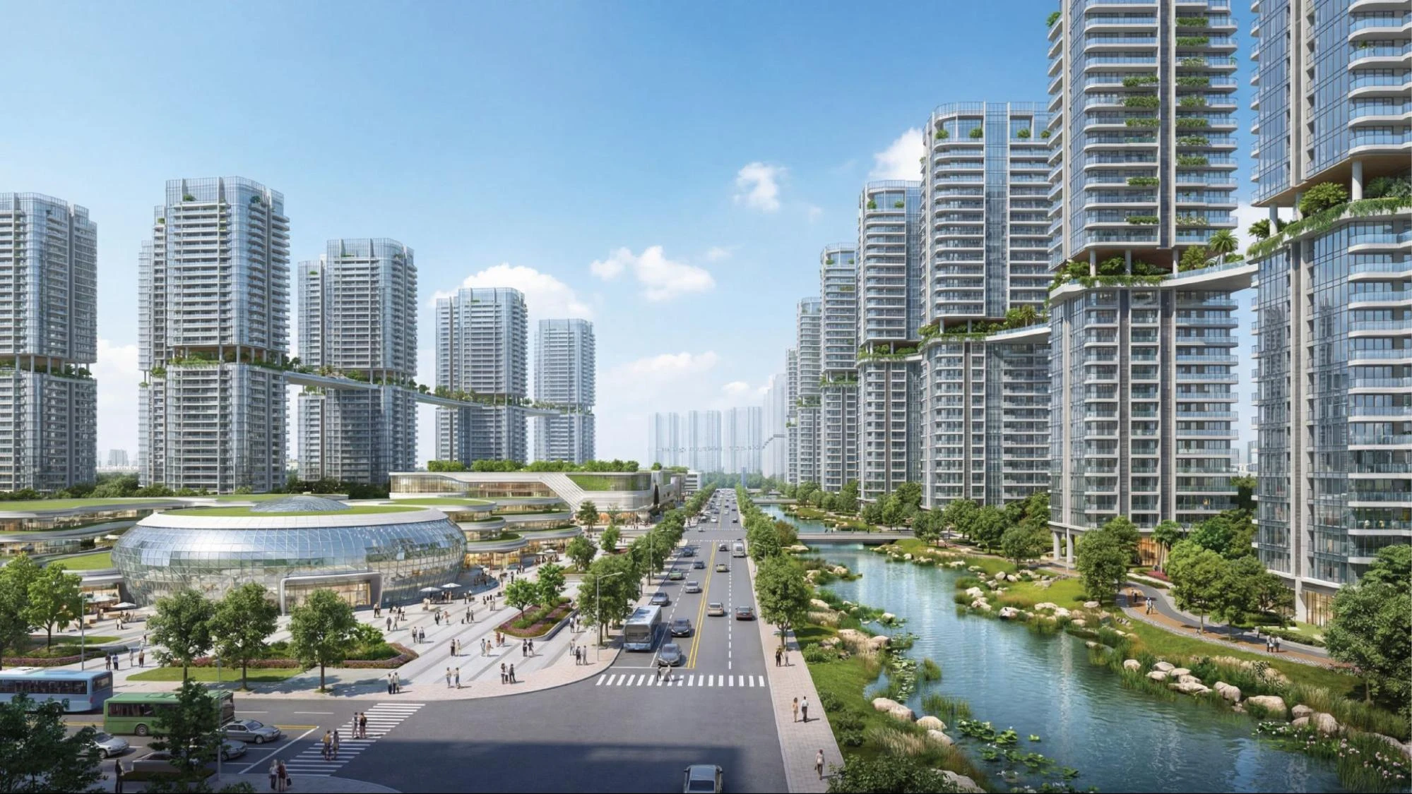 Phối cảnh Khu đô thị đa mục tiêu Bắc Thăng Long Urban City với Sunshine Group là một trong Liên danh nhà đầu tư. 