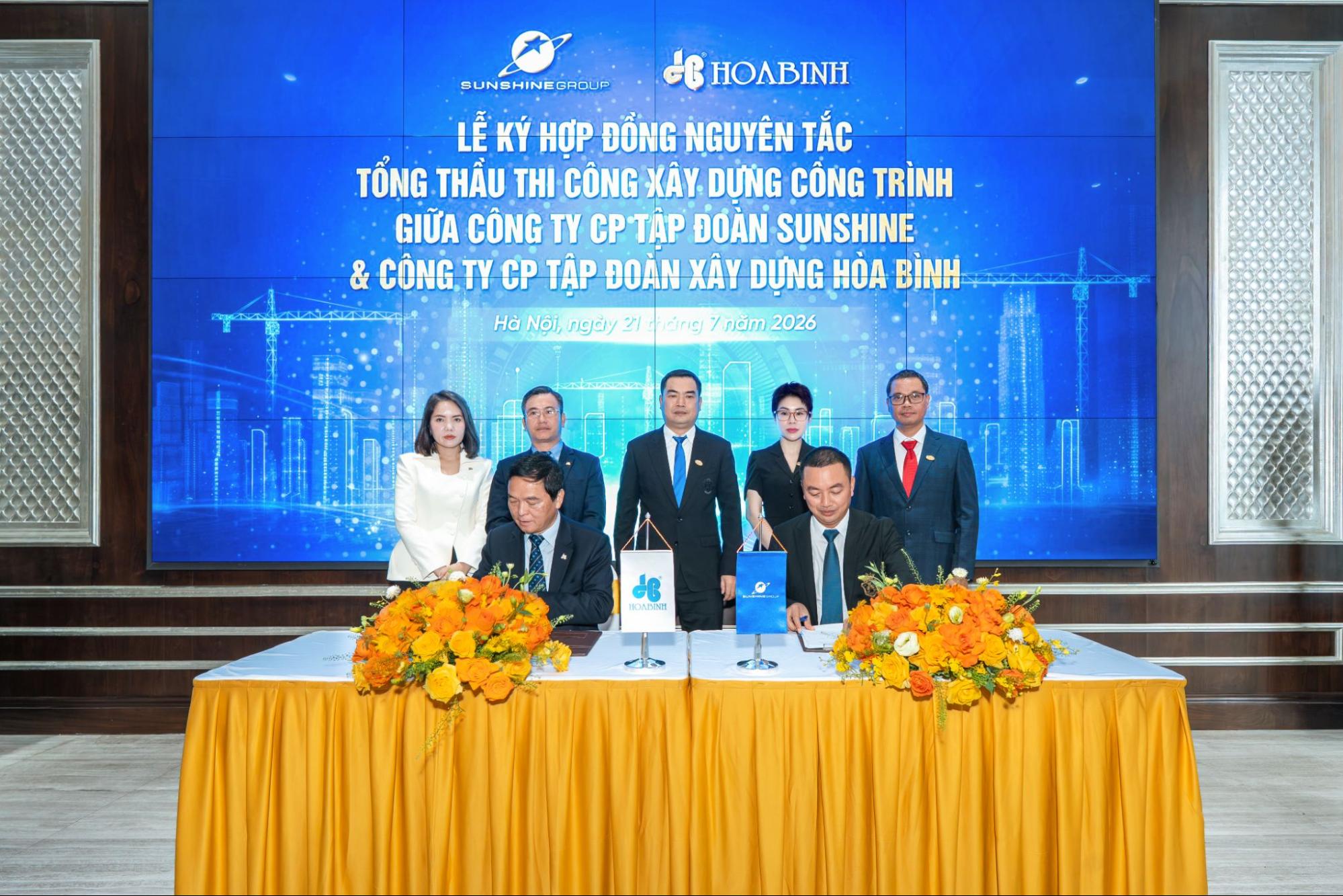 Sunshine Group ký kết các hợp đồng tổng thầu với DELTA Group và Xây dựng Hòa Bình, tổng giá trị gần 80.000 tỷ đồng