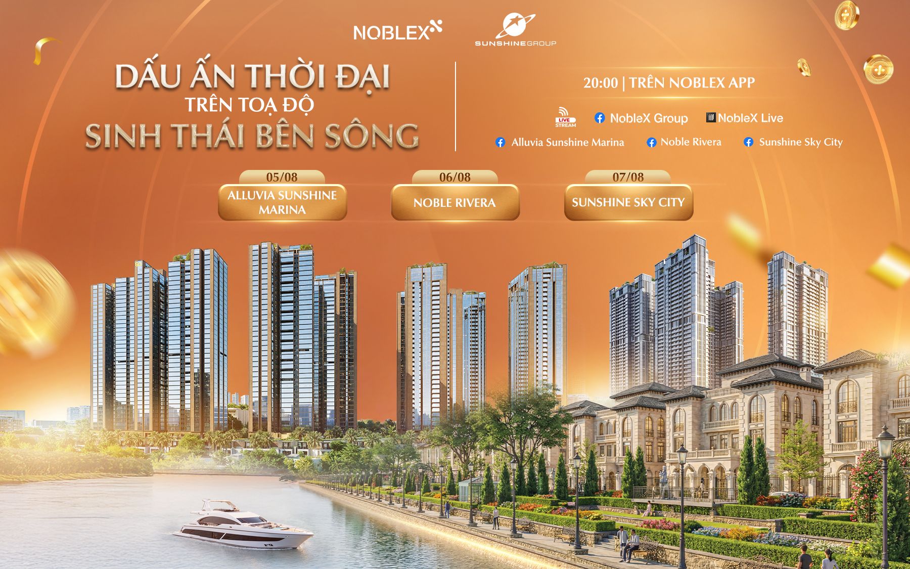 Chuỗi dự án sinh thái ven sông tỷ USD của Sunshine Group đồng loạt lên sóng NobleX Live từ 5-7/8